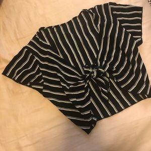Striped Tie Front Crop